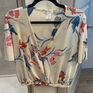 Lily + Kelly Floral V-Neck Blouse - Cream